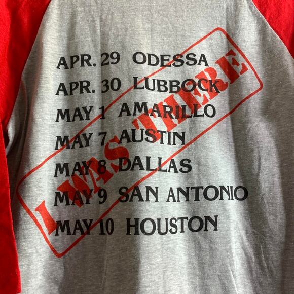 vintage 80’s DEF LEPPARD Blazing Thru Texas double sided 3/4 sleeve tee shirt M - Picture 7 of 7